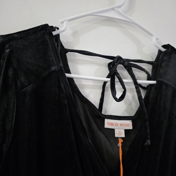 Knox Rose Womens Maxi Dress Size Medium Velvet Black Tiered Whimsigoth - Picture 6 of 9